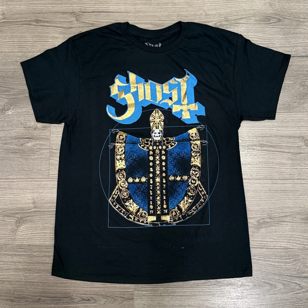 Ghost Papa III Vitruvian Gold Foil Band Tee Men’s Size Large.
